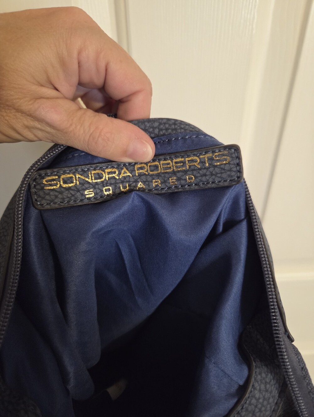 Sondra Roberts Blue Studded Hobo Bag Peppled Texture - Picture 2 of 8